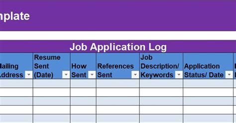 job application log excel template track manage applications easily