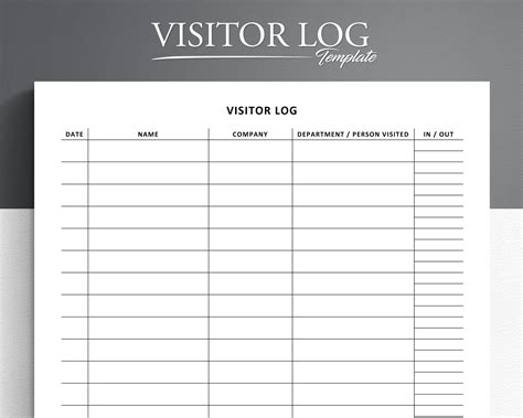 printable visitor log visitor sign  sign  sheet etsy canada