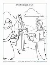 Coloring Bread Life Jesus Activity Am Sunday Loaves Kids sketch template