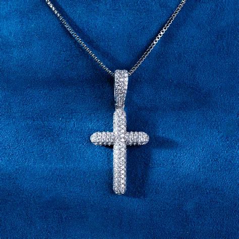 Moissanite Cross Pendant 14k White Gold Vvs Diamonds Ice Cartel