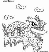 Coloring Chinese Year Dance Lion Pages Printable Color sketch template