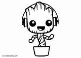 Groot Coloring Pages Baby Headphone Printable Kids Color Adults sketch template