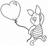 Coloring Pooh Pages Winnie Piglet Disney Heart Outline Drawings Baby Kids Characters Balloon Colorear Imagenes Para Cute sketch template