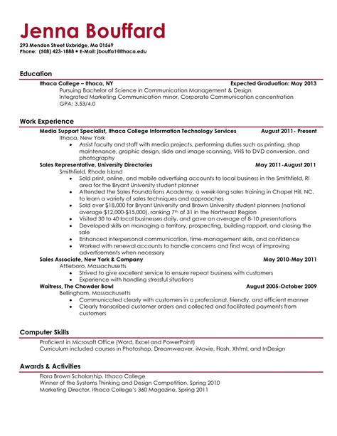 job resume examples  college students good resume examples