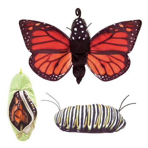 monarch butterfly lifecycle hand puppet reversible toy sense