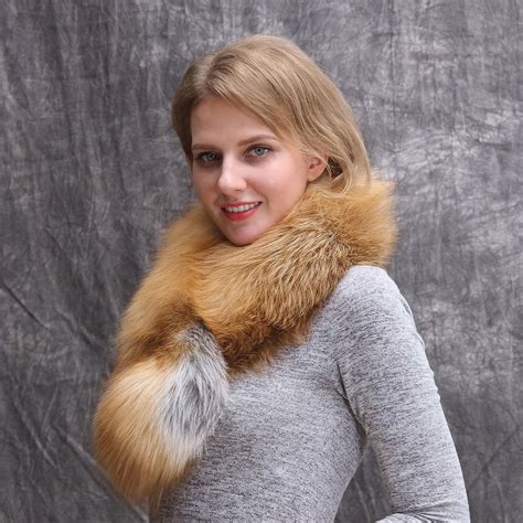 Real Fox Fur Scarf For Women Sleeveless Fur Shawl Neck Warm Fur Collar