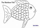 Fish Rainbow Coloring Pages Printable Template Drawing Kids Colouring Trout Preschool Sparklebox Ict Cartoon Colour Outline Clipart Print Kid Cute sketch template