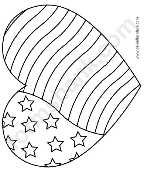 american flag heart coloring sheet printable