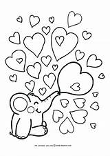 Coloring Pages Heart Elephant Boyfriend Valentine Printable Baby Hearts Color Ipad Easy Preschoolers Valentines Oksancia Kids Cute Simple Print Rondy sketch template