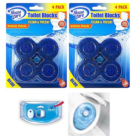 8 automatic bleach toilet bowl cleaner stain remover blue tabs tablet