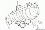 Submarine Coloring Pages Vessels Research sketch template