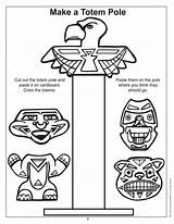 Totem Pole Printable Poles Native American Coloring Crafts Craft Symbols Pages Kids Printables Book Templates First Indian Americans Animals Worksheet sketch template