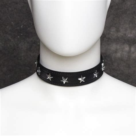 Pu Leather Five Pointed Star Neck Collars Choker Necklace Bdsm Sandm