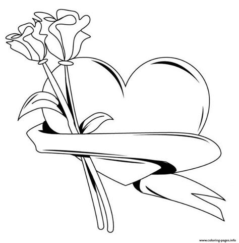 print heart  roses valentines sb coloring pages rose coloring