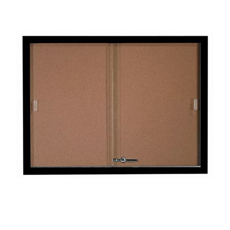 36 H X 60 W Enclosed Bulletin Board With Sliding Doors