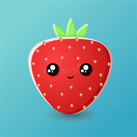 cartoon strawberry kawaii stock vector illustration  nutrition
