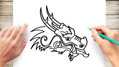 draw  chinese dragon head  side view youtube