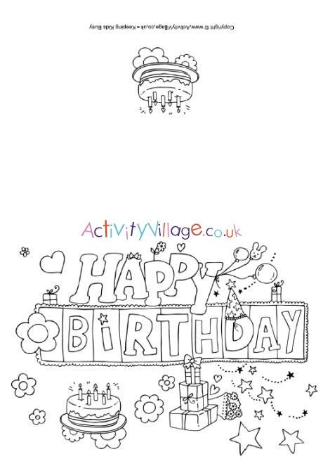 happy birthday colouring card coloring birthday cards happy birthday