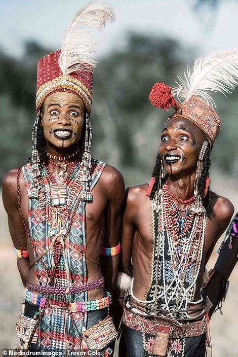 wodaabe tribe where men spend hours doing their hair and makeup to