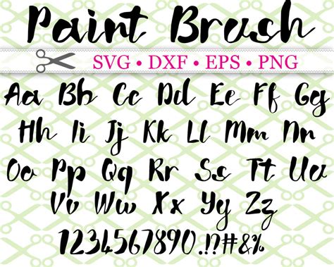 paint brush script svg font cricut silhouette files svg dxf eps png