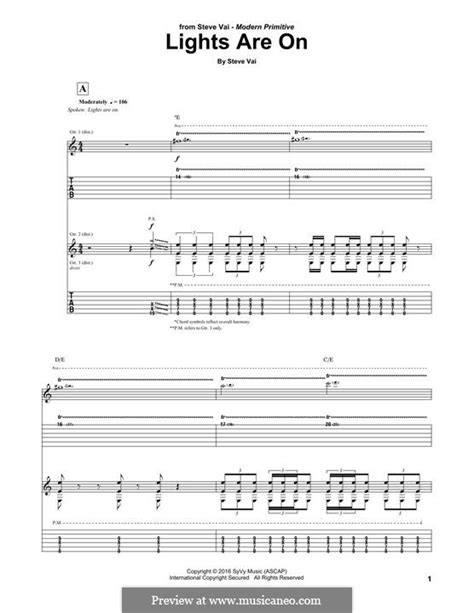 lights are on by s vai sheet music on musicaneo