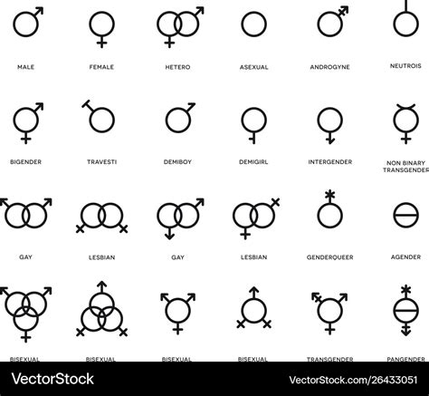 gender symbols set sexual orientation icons male vector image