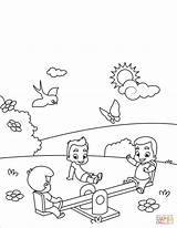 Coloring Play Kids Pages Seesaw Supercoloring sketch template