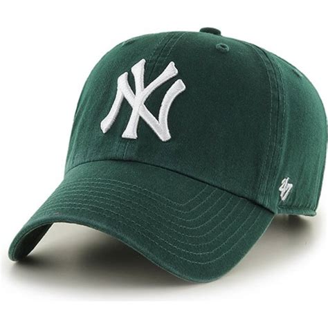 brand curved brim dark green white logo  york yankees mlb clean