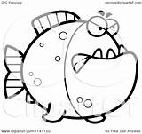 Piranha Mad Fish Clipart Cartoon Outlined Coloring Vector Thoman Cory Royalty sketch template