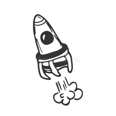 rocket ship doodle icon hand drawn sketch  vector stock vector
