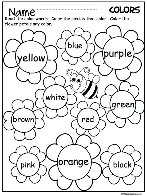 flower color words worksheet   teachers teaching colors