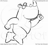Rhino Leaping Big Clipart Cartoon Outlined Coloring Vector Thoman Cory Royalty sketch template