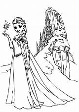Coloring Elsa Pages Mountain Queen North Gown Wearing Ice Coloringsky sketch template