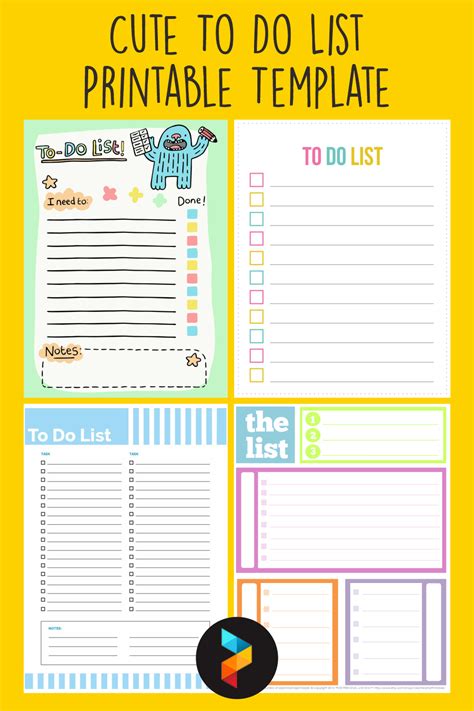 cute   list printable template     printablee