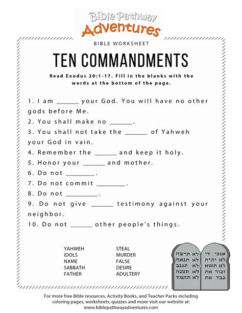 ten commandments catholic printable printable word searches