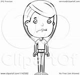 Girl Sad Cartoon Coloring Clipart Teenage Adolescent Thoman Cory Outlined Vector Royalty Clipartof sketch template