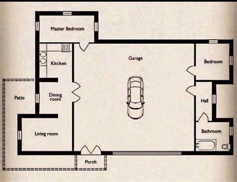small home   big garage floor plan