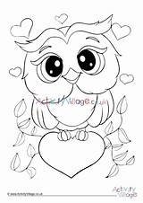 Colouring Owl Valentine Pages Mother Mothers Heart Village Activity Explore Activityvillage sketch template