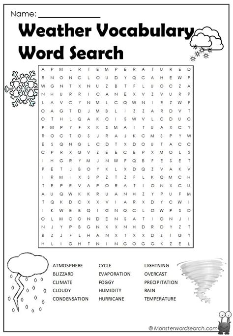 weather vocabulary word search