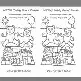 Teddy Picnic Colouring Bear Sheet Bears Larger sketch template