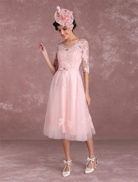 short wedding dresses 2021 vintage soft pink bridal gown lace applique