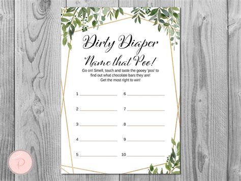 printable dirty diaper baby shower game  digital file   xxx