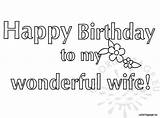 Wife Birthday Happy Coloring sketch template