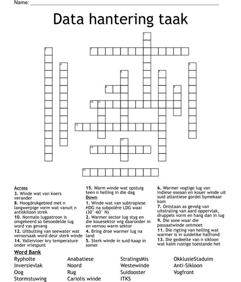 data hantering taak crossword wordmint