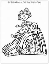 Coloring Park Pages Girl Sliding Slide Playground Fun Kids Kidscanhavefun Mandala Designlooter sketch template