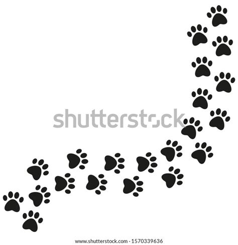 paw print trail isolated  white