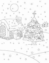 Coloring Night Pages Snowmen Christmas Tree Snow Printable Getcolorings Color Kids sketch template