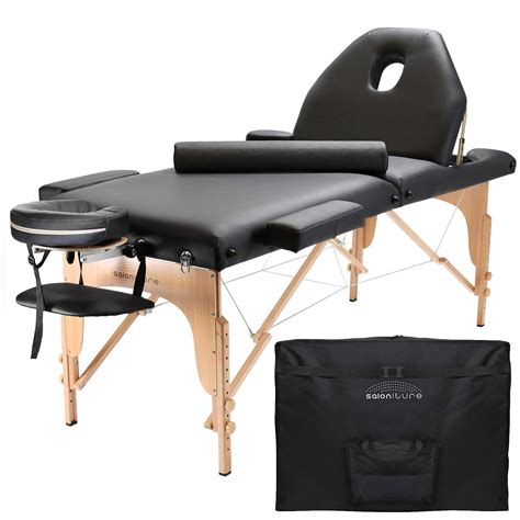 Professional Portable Massage Table With Backrest – Black – Saloniture