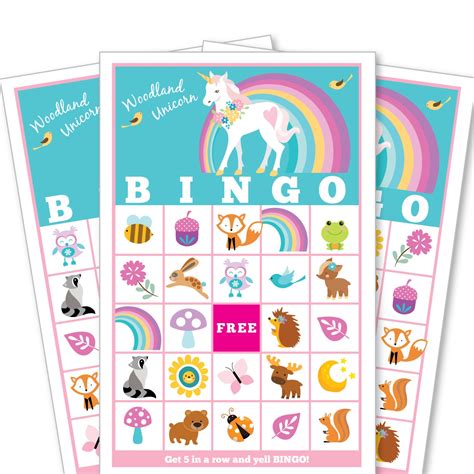 printable unicorn bingo game  unicorn printable activities