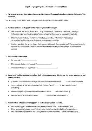aqa english language paper  question  essay structure teaching